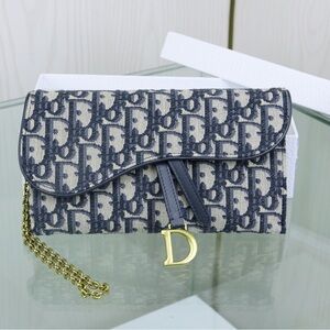 Dior Long Saddle Wallet with Chain
